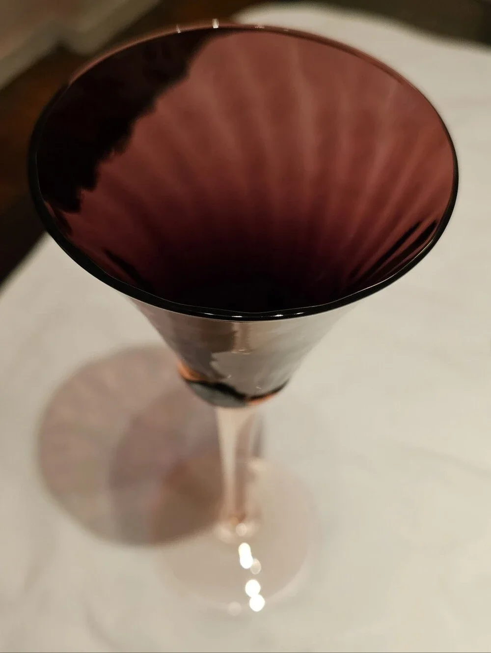 Vintage Mikasa Elegant Amethyst w/Pink Stem Wine Glasses - Set of 4